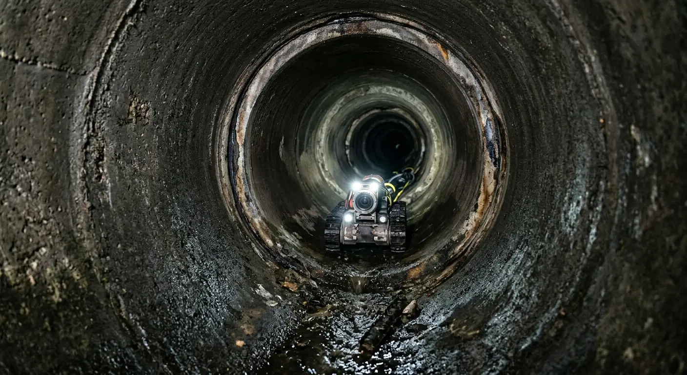 Robotic sewer camera inspecting pipe interior for Sewer Line Repair in Harrison